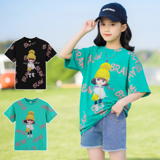 2023夏服新作韓国子供服　女の子　英字ロゴ　半袖Ｔシャツ