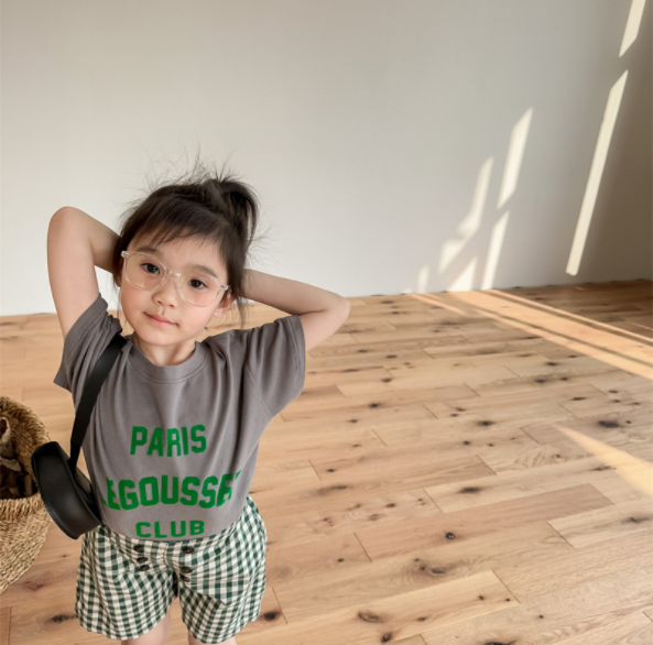 2023夏服新作韓国子供服　女の子  PARIS　半袖tシャツ