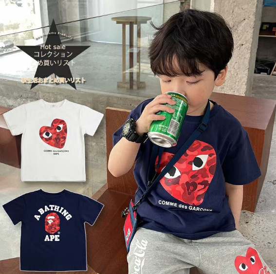 2023夏服新作韓国子供服　男の子　人気柄　半袖Tシャツ