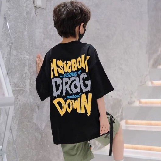 2023夏服新作韓国子供服　男の子　NSICROW柄　半袖Ｔシャツ