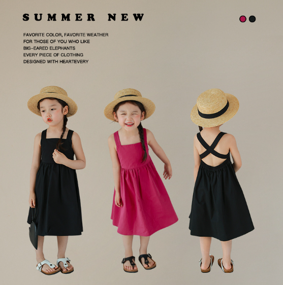 2023夏服新作韓国子供服　女の子　無地　ワンピース