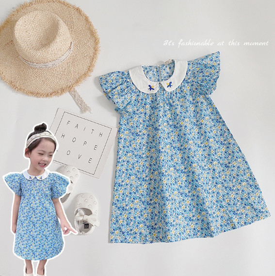 2023夏服新作韓国子供服　女の子　花柄　ワンピース