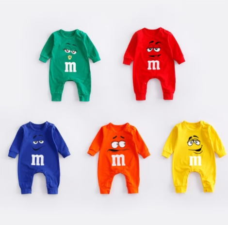 秋服新作 男の子 女の子 ベビー服 mチョコロンパース