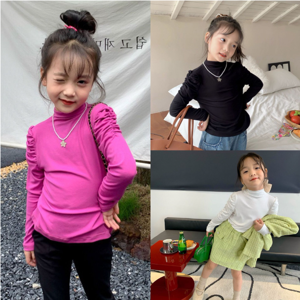 2023秋服新作韓国子供服　女の子　パフスリープ　長袖Tシャツ