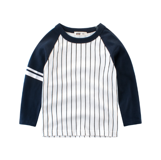 2023秋服新作韓国子供服　男の子　ボーダー　長袖ｔシャツ