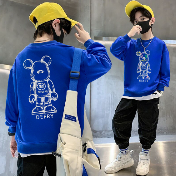 2023秋服新作韓国子供服　男の子　くまちゃん柄　トレーナー