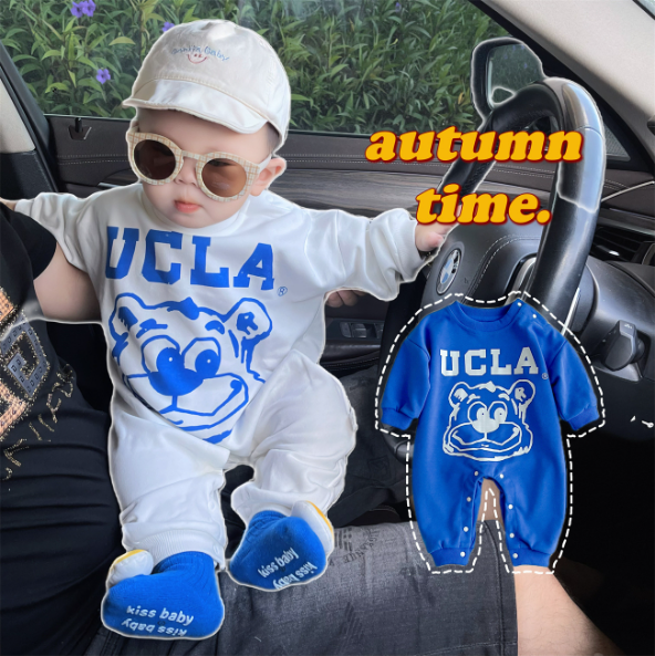 2023秋服新作韓国ベビー服　UCLA柄　ロンパース