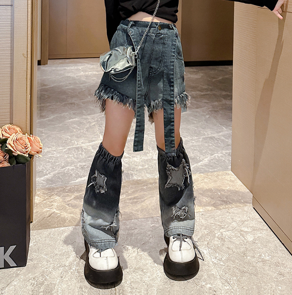 2023秋服新作韓国子供服　女の子　星柄　デニムパンツ