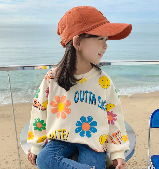 2023秋服新作韓国子供服　女の子　花柄　トップス