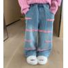 2023新作韓国子供服　女の子  英字ロゴ　デニムパンツ