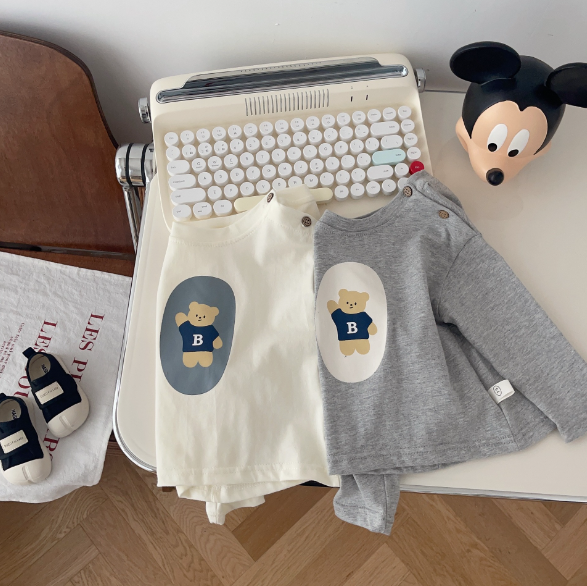 2023秋服新作韓国ベビー服　くまちゃん柄　長袖ｔシャツ