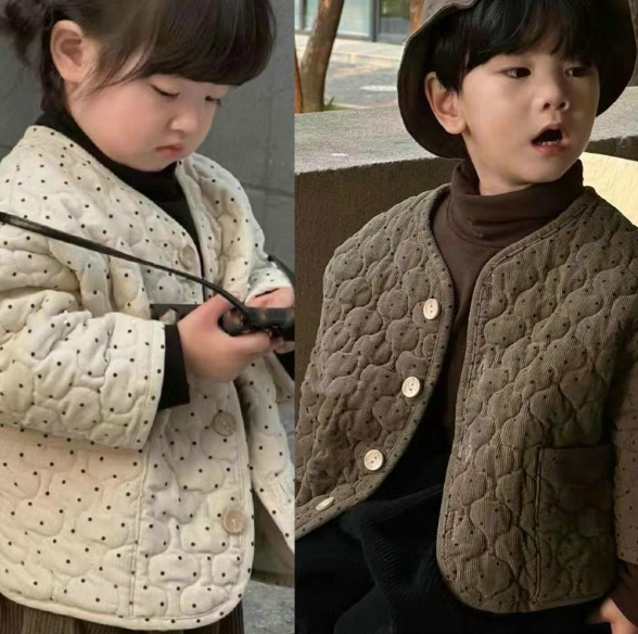 2023冬服新作韓国子供服　ドット柄　アウター