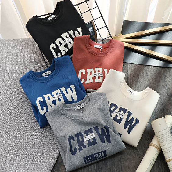 2024春服新作韓国子供服　男の子　CREW柄　長袖tシャツ