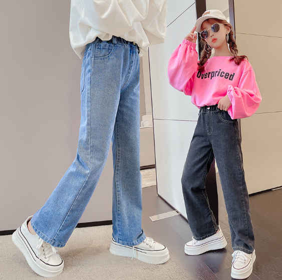 2023春服新作韓国子供服　女の子　無地　デニムパンツ