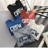 2024春服新作韓国子供服　男の子　CREW柄　長袖tシャツ