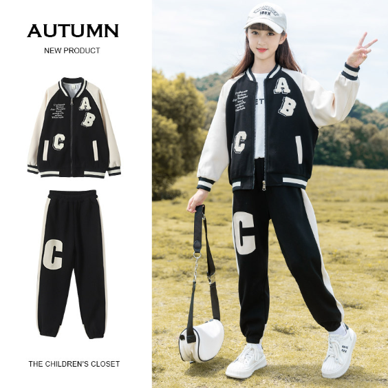 2024春服新作韓国子供服　女の子　ABC柄　上下セット