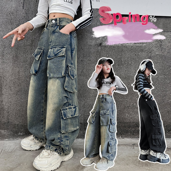 2024春服新作韓国子供服　女の子　デニムパンツ