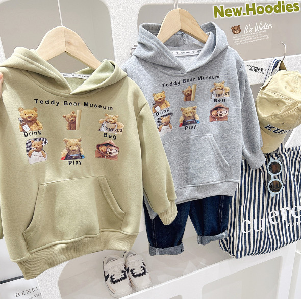 2024春服新作韓国子供服　くまちゃん柄　パーカー
