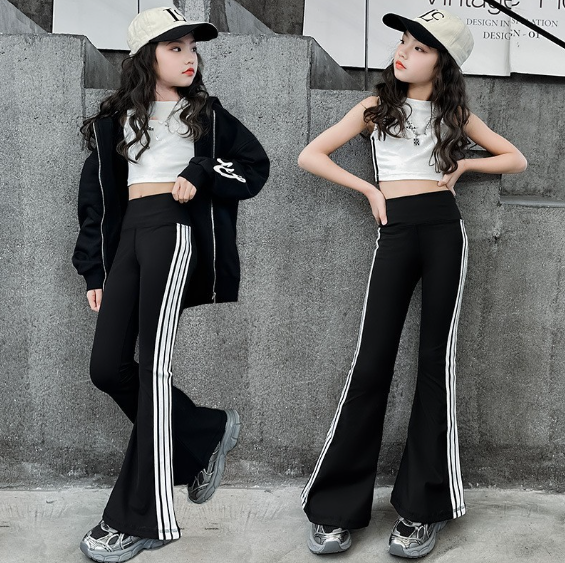 2024春服新作韓国子供服　女の子　ボーダー　フレアパンツ