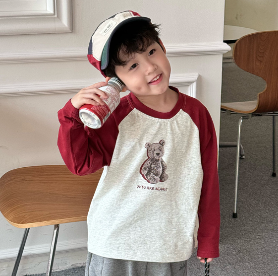 2024春服新作韓国子供服  2色長袖ｔシャツ