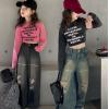 2024春服新作韓国子供服　女の子　英字ロゴ　デニムパンツ