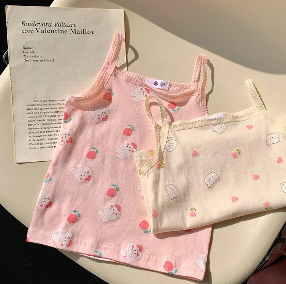2024夏服新作韓国子供服　女の子　ウサギ柄　キャミソール
