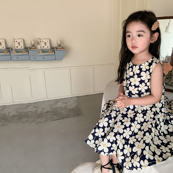 2024夏服新作韓国子供服　女の子　花柄　ワンピース