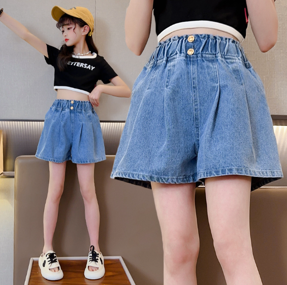 2024夏服新作韓国子供服　女の子　デニム　ショートパンツ