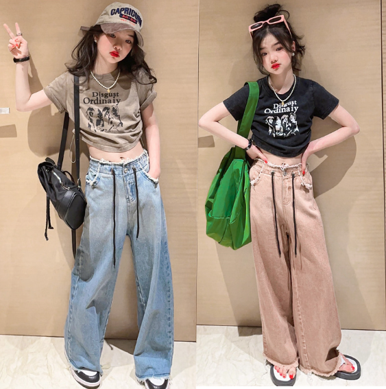 2024春服新作韓国子供服　女の子　デニムパンツ