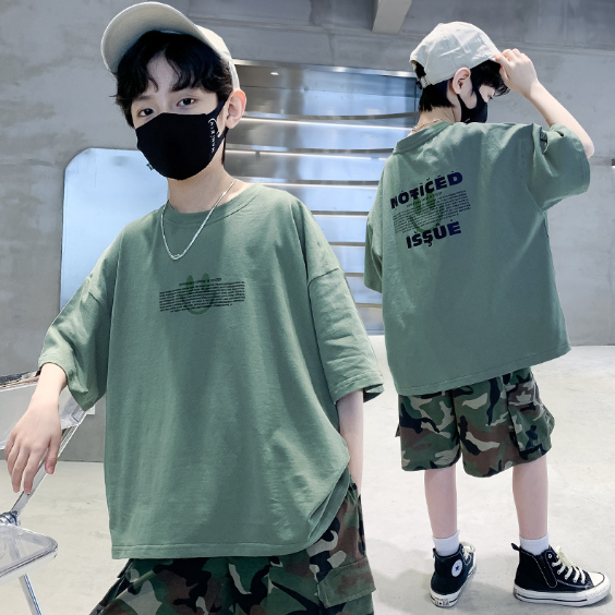 2024夏服新作韓国子供服　男の子　Smile柄　半袖Ｔシャツ