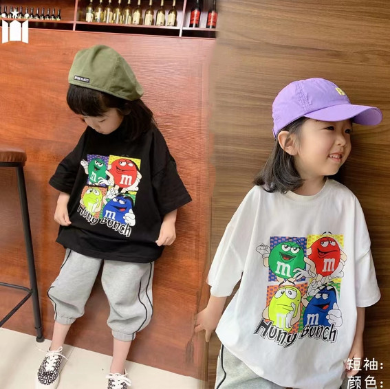 2024夏服新作韓国子供服　女の子　M&M's半袖Ｔシャツ