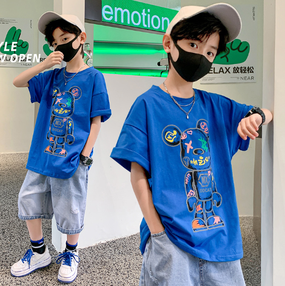 2024夏服新作韓国子供服　男の子　くまちゃん柄　半袖ｔシャツ