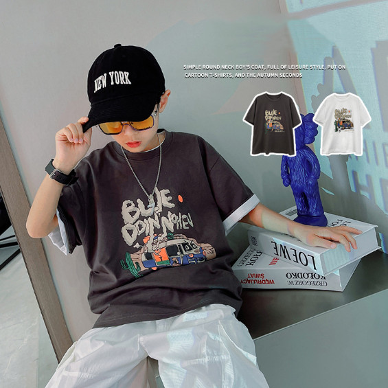 2024夏服新作韓国子供服　男の子　英字ロゴ　半袖ｔシャツ