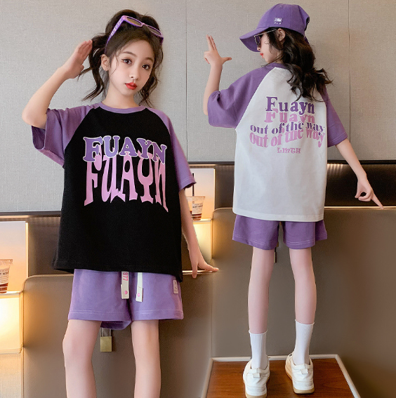 2024夏服新作韓国子供服　女の子　英字ロゴ　上下セット