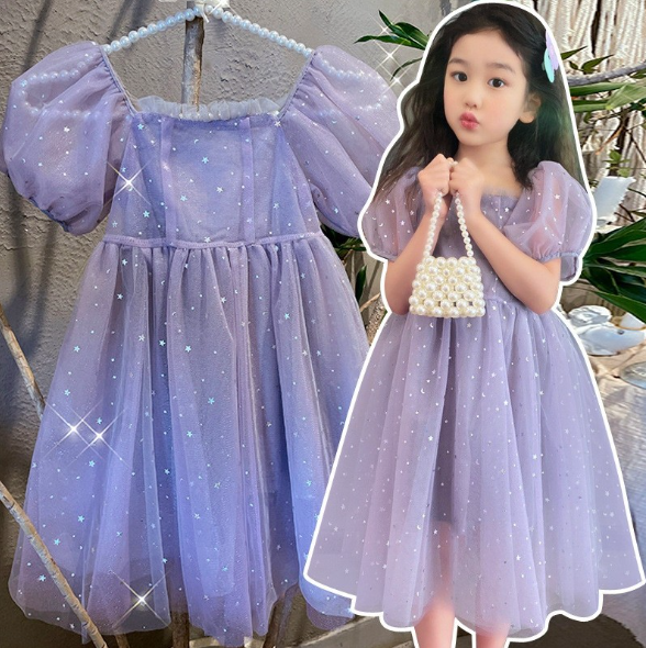 2024夏服新作韓国子供服　女の子　星柄ワンピース