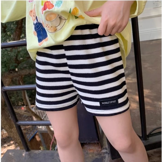 2024夏服新作韓国子供服　女の子　ボーダー　ショート・パンツ