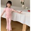 2024夏服新作韓国子供服　女の子　無地　上下セット