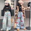2024春服新作韓国子供服　英字ロゴ　デニムパンツ　ベルト付き