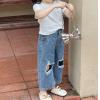 2024夏服新作韓国子供服　女の子  ダメージジーンズ
