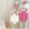 2024夏服新作韓国ベビー服　リボン柄　ロンパース