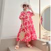 2024夏服新作韓国子供服　女の子　花柄　ワンピース