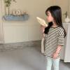 2024夏服新作韓国子供服　ボーダー　半袖ｔシャツ