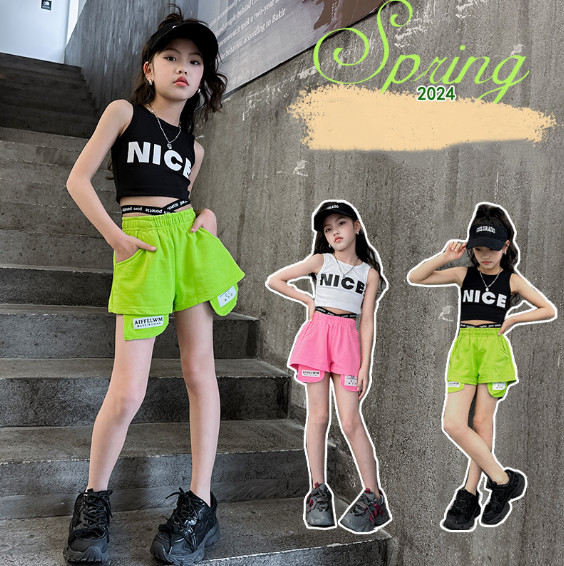 2024夏服新作韓国子供服　女の子　英字ロゴ　ショート・パンツ