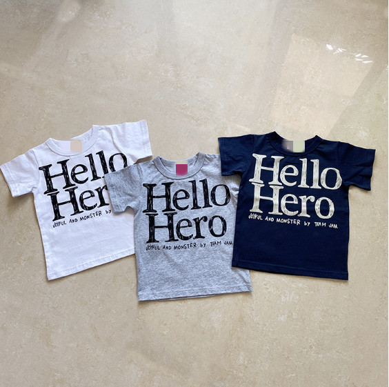 2024夏服新作韓国子供服　HELLO柄　半袖ｔシャツ