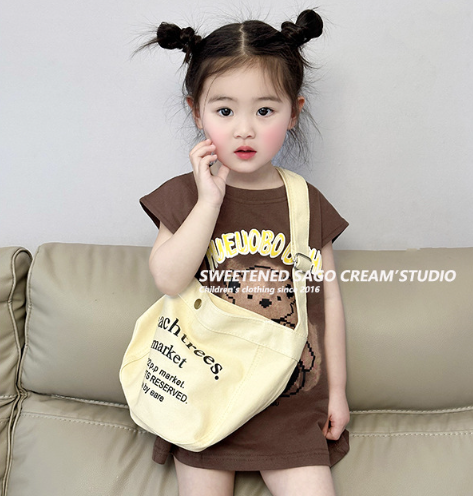 2024夏服新作韓国子供服　くまちゃん柄　ロングｔシャツ