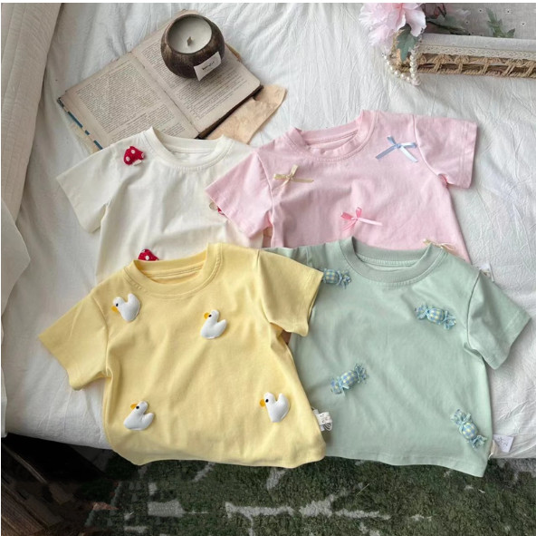 2024夏服新作韓国子供服　女の子　4色半袖ｔシャツ