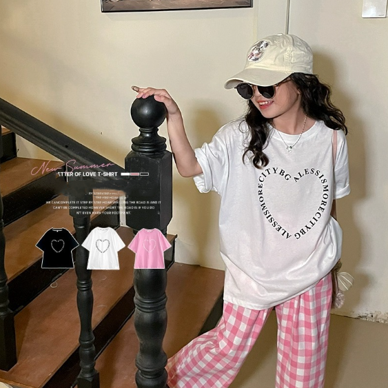2024夏服新作韓国子供服　女の子　3色半袖ｔシャツ