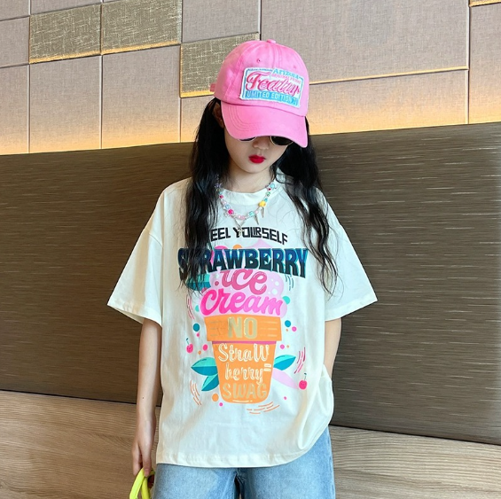 2024夏服新作韓国子供服　英字ロゴ　半袖ｔシャツ