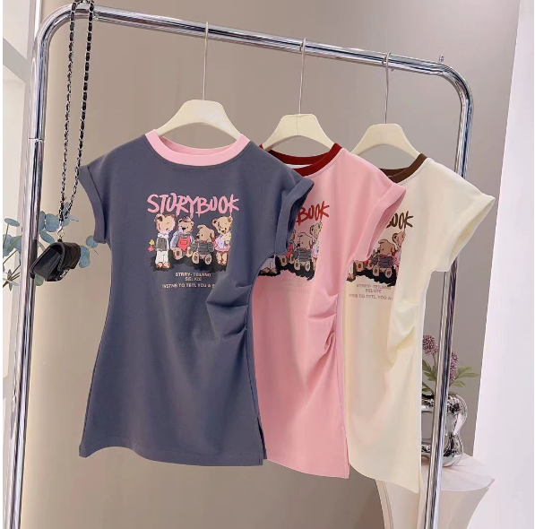 2024夏服新作韓国子供服　くまちゃん柄　ワンピース