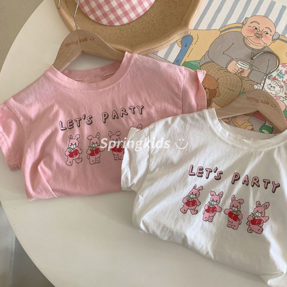 2024夏服新作韓国子供服　女の子　うさぎ柄　半袖ｔシャツ